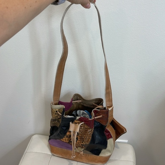 Vintage Caprice Patchwork Snakeskin Bucket Bag Satchel Handbag/Purse - Picture 4 of 8